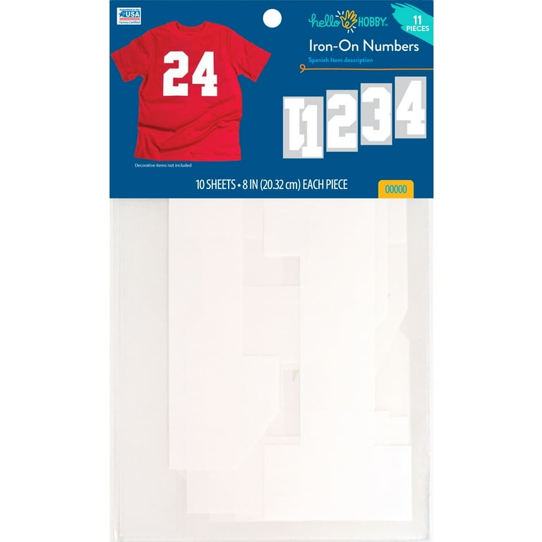 Hello Hobby 8 inch White Varsity Iron-on Numbers Polyvinyl