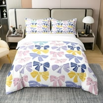 Erosebridal Colorful Bowknot 100% Cotton Comforter Cover Twin, Princess Bedding Twin Size, Cartoon Bow Decoration, 2pcs(No Comforter)