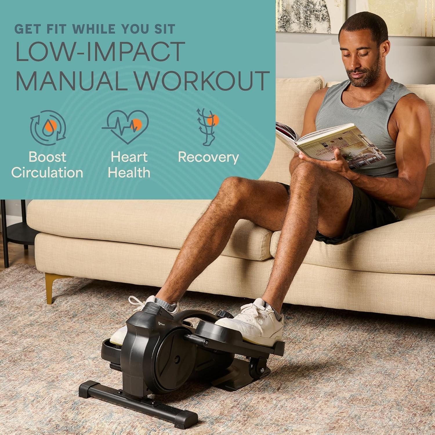 LifePro Under Desk Elliptical Machine with or without Red Light – Portable Leg Pedal Exerciser for Home & Office, Quiet Seated Exercise Machine for Seniors & Adults - Black