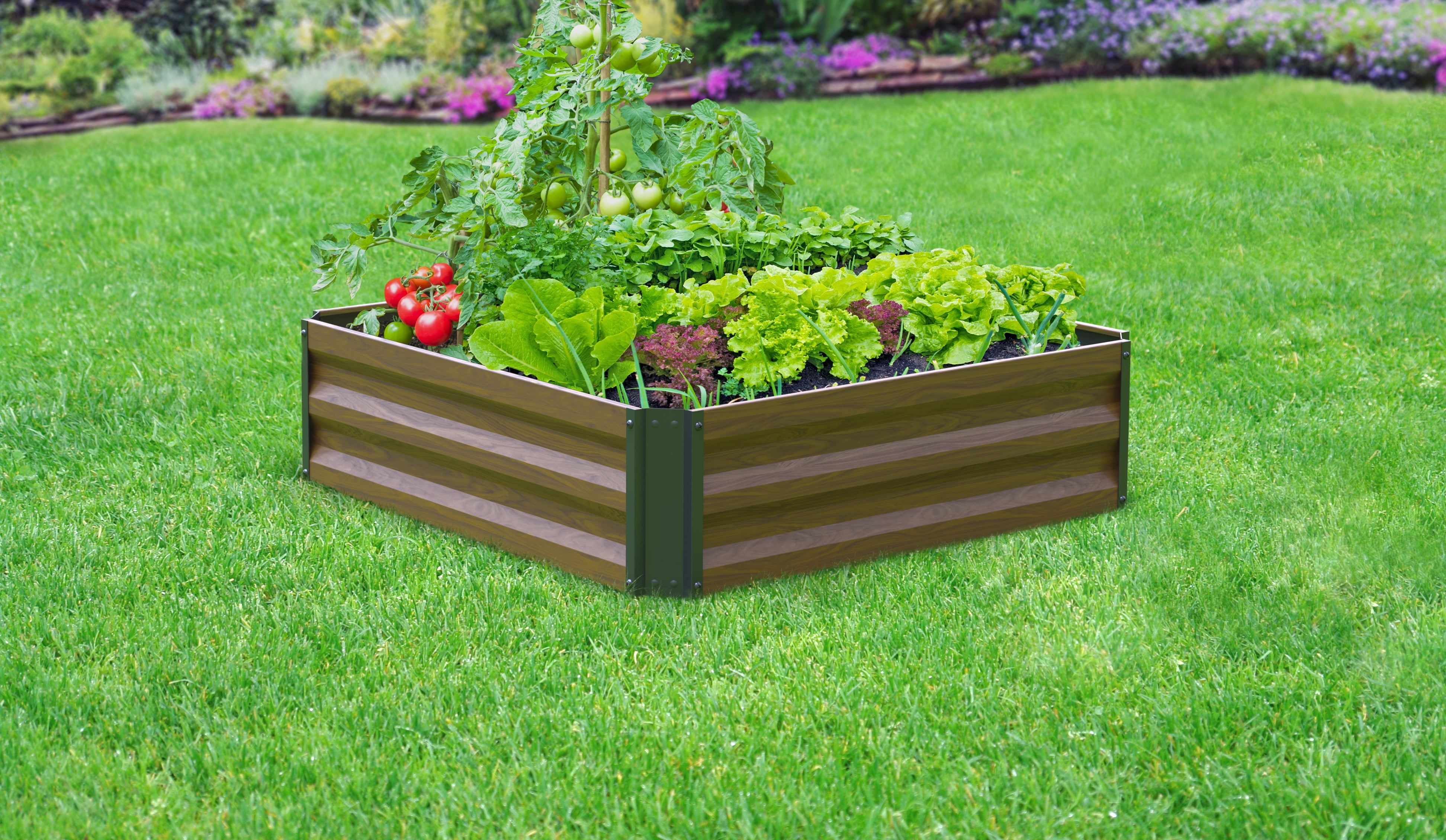 Panacea Expandable Raised Garden Bed - Rust Resistant Steel, Outdoor - 36 in Square, Brown