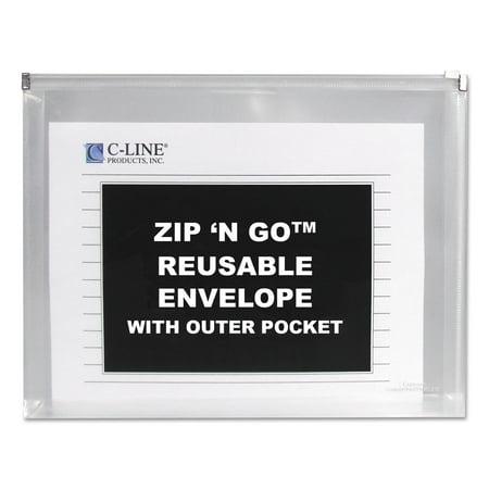 - Zip n Go Reusable Envelope w/Outer Pocket, 13 x 10, Clear, 3/Pack