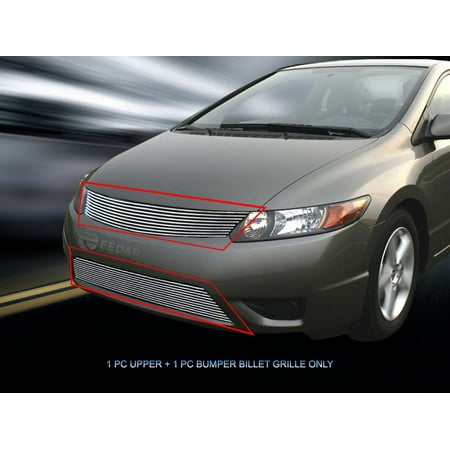 Grille Coupe - Fedar Billet Grille Combo For 2006-2008 Honda Civic Coupe Will Not fit SI Model