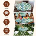 thumbnail image 6 of Palm Leaves Round Tablecloth 36-44 Inch Round Fitted Table Cloth with Elastic Edge, Green Blue Tropical Plants Summer Country Waterproof Table Cover Protector for Outdoor Picnic Party Dining, 6 of 6