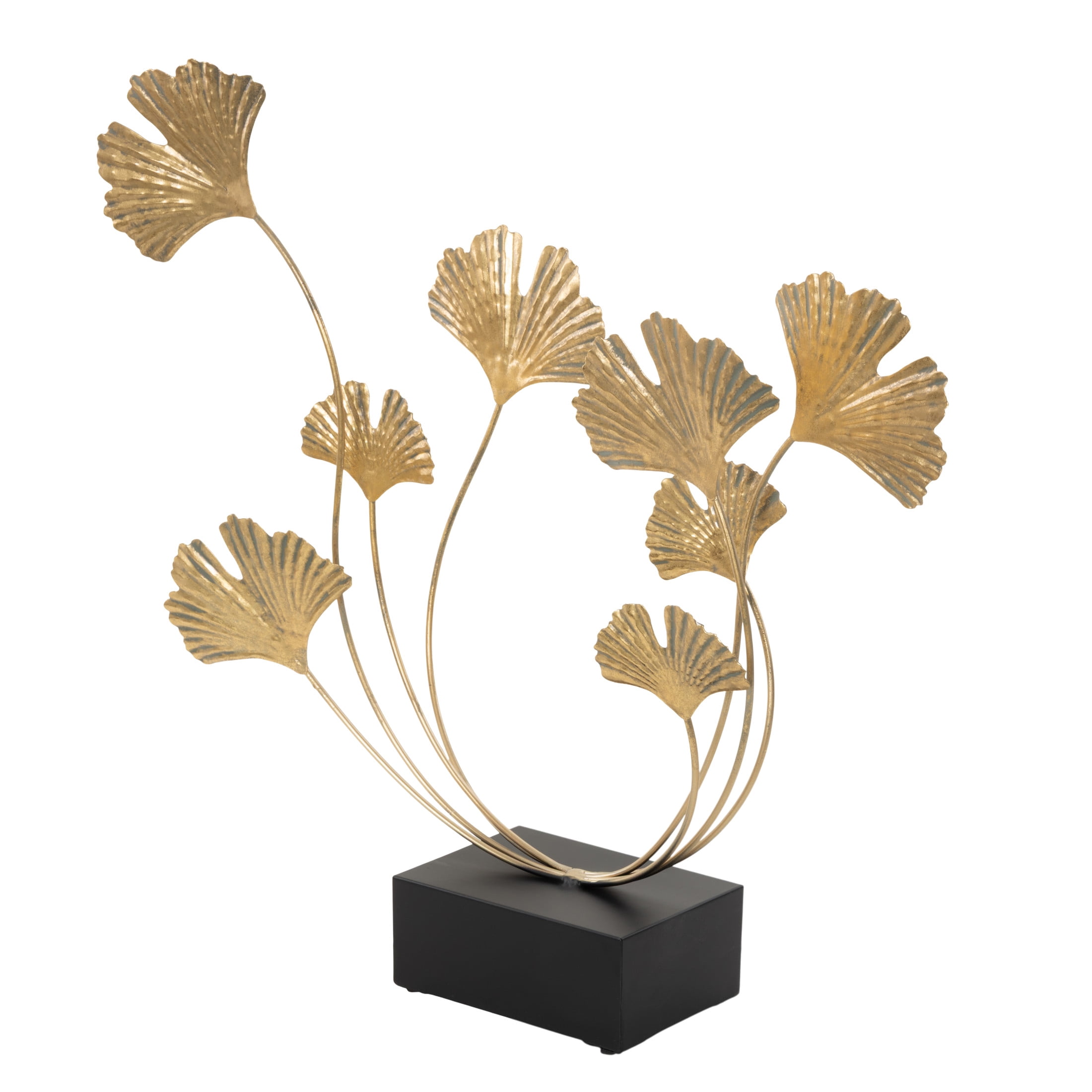 18" x 22" Gold Metal Curved Floral Sculpture, by DecMode