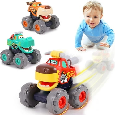 Toy Cars for 1-3 Year-Old Boy Gifts Monster Trucks Boys Toys for 1 2 3 Year-Old Boys Girls Kids Toddler Car Toy Trucks Baby Boy Toys 12-18 Months Pull Back Cars for Toddlers 1-3 Birthday Xmas Gift