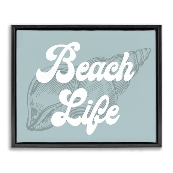 Stupell Industries Cottage Beach Life Retro Shell Black Floating Frame Canvas Art, 21 x 17, by Lil' Rue