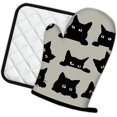 thumbnail image 2 of Black Cat Oven Mitts and Pot Holders Kitchen Cooking Gloves 2 Pcs Set Heat Resistant Pad for Baking BBQ Home Decor, 2 of 6