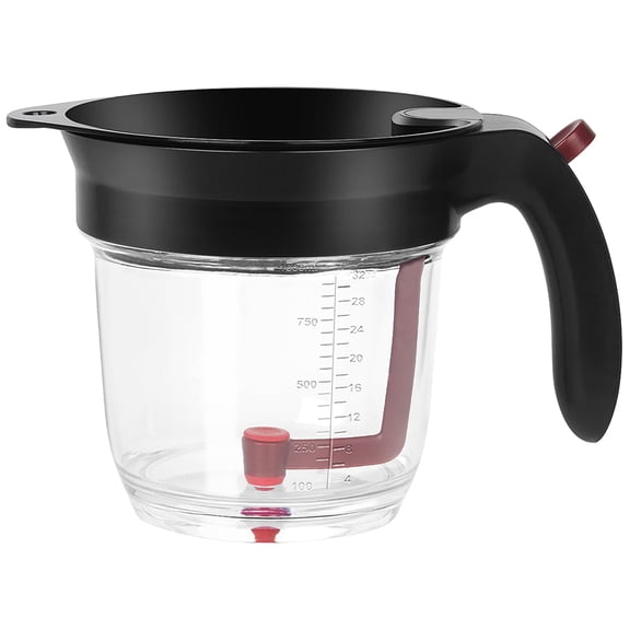 Fat Separator With Bottom Release, 4 Cup Gravy Separator for Cooking with Oil Strainer, Kitchen Gadgets Grease Separator Packaged with a 3-in-1 Multifunctional Peeler