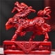 thumbnail image 2 of A pair of red solid wood carved Qilin figurines, auspicious water and fire feng shui decorative crafts for home living room and office., 2 of 3