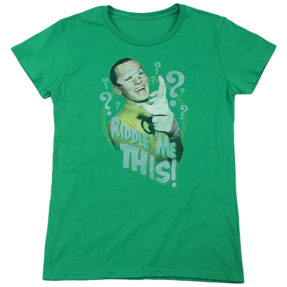 Batman Classic TV Riddle Me This S/S Women's T-Shirt-Kelly Green
