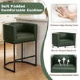 thumbnail image 3 of ClinQ 26" Counter Height Bar Stool Set of 1, PU Leather Barrel Bar Chair with Back and Arms for Kitchen Island, Darkgreen, 3 of 10
