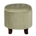 thumbnail image 3 of Button Tufted Velvet Upholstered Wooden Ottoman with Hidden Storage, Beige and Brown - Saltoro Sherpi, 3 of 8