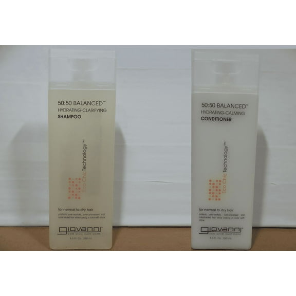 Giovanni 50:50 Balanced Hydrating Clarifying Shampoo & Hydrating Conditioner, 8.5 oz Set