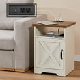 thumbnail image 4 of LUXOAK 3-Piece Farmhouse Table Set, Coffee Table & Two End Tables, USB Ports, Distressed White, 4 of 8