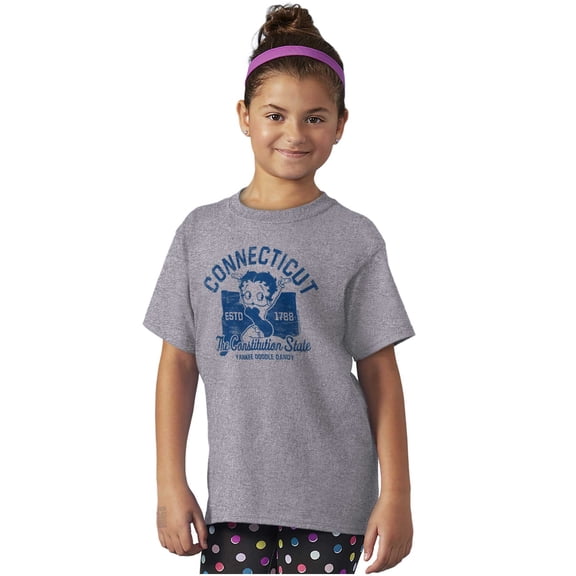 Betty Boop Connecticut State Outline Girls Kids T Shirt Tees Teen Brisco Brands XS
