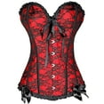 thumbnail image 2 of Difdany Women's Lace Up Corset Top Renaissance Overbust Bustier Bodysuit Plus Size Shapewear Red L, 2 of 8