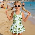 thumbnail image 3 of COEQINE Girls One Piece Swimsuit with Attached Liner, Scoop Neck V-Back Swim Dress for Swim Lessons, Polyester Spandex Bathing Suit for Girls 3-4 Year Olds, Green Frog Heart, 3 of 8