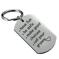 thumbnail image 2 of Call Your Grandma Grandpa Mom Dad Keychain Ornaments Engraved Keychains Be Safe Funny Gift Silver Unique Charm Pendant, 2 of 13