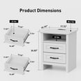 thumbnail image 2 of CHITOOMA 2-Drawer Nightstand with Charging Station, Farmhouse Bedside Table with Open Shelf, Small Wood End Table for Bedroom Living Room, White, 2 of 10