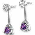 thumbnail image 2 of 14K White Gold Diamond/Trillion Amethyst Front/Back Earrings (20 X 7) Made In India -Jewelry By Sweet Pea, 2 of 7