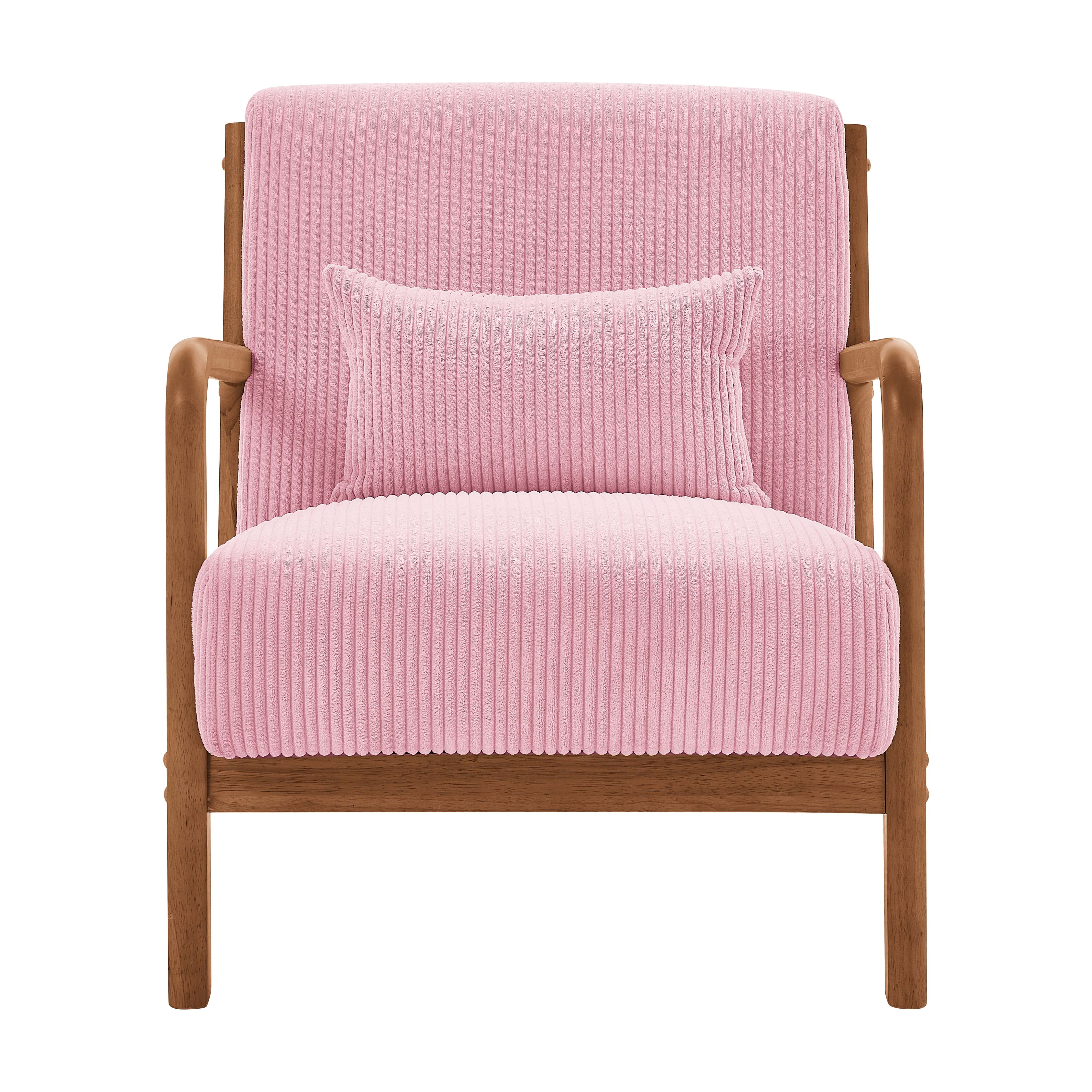 Corduroy Upholstered Wooden Armchair