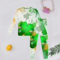 thumbnail image 2 of Gelikeya Toddler Boys Girls Pajama Sets St Patricks Day Cartoon Shamrocks Printed Long Sleeve T-Shirt Casual Crewneck Tops and Pants 2 Pieces P05-Green 3-4 Years, 2 of 3