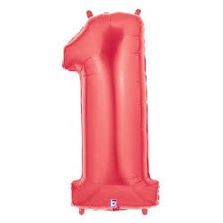40 inch Number 1 - Red Megaloon Betallic Foil Mylar Balloon - Party Supplies Decorations