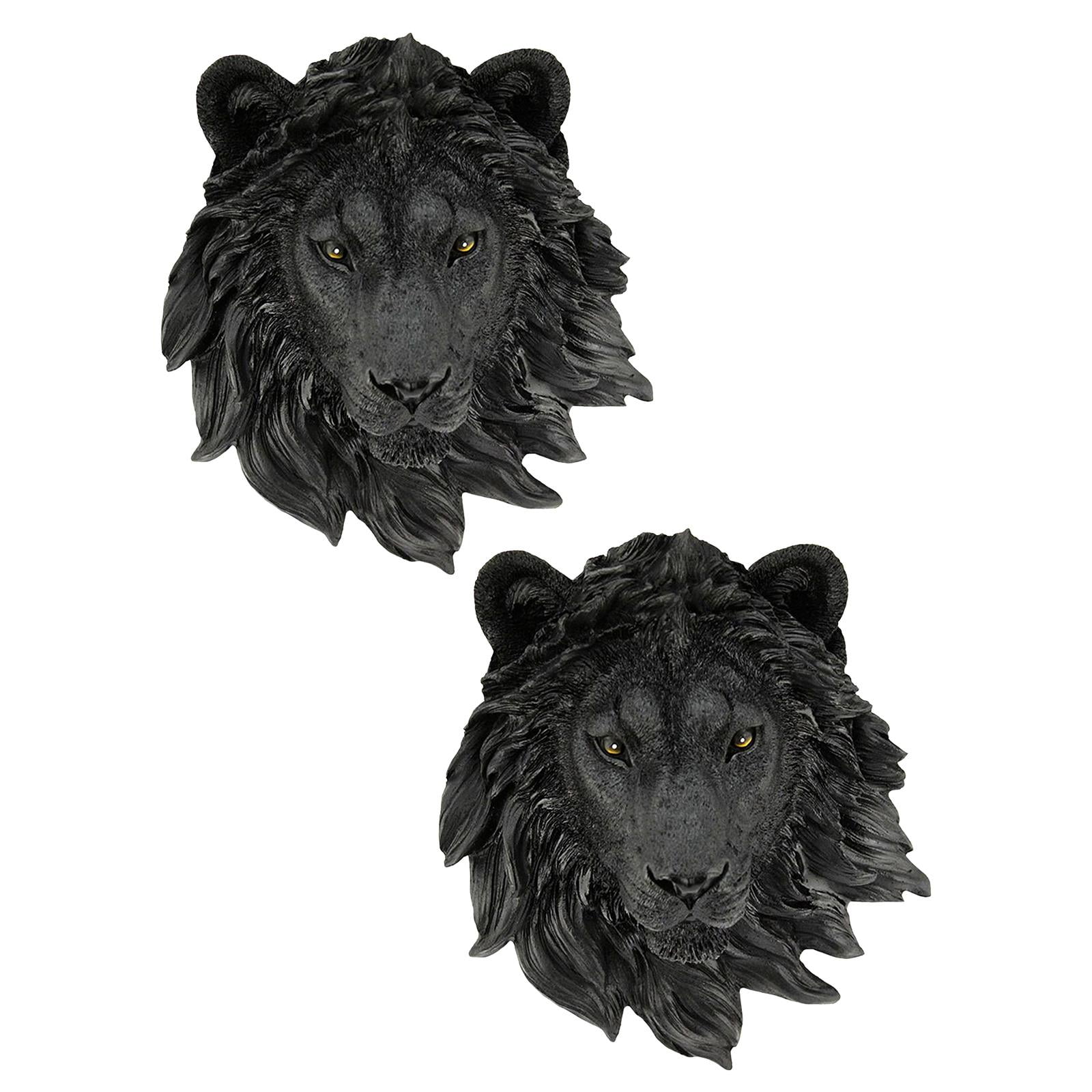 2x Lifelike Lion Head Statue, Animal Animal Sculpture Decor Gift Wall