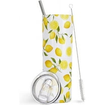 Lemon Tumbler, Lemon Gifts, Cute Coffee Tumbler for Women,Lemon Water Bottle/Cups/Coffee Mug,Lemon Theme Party Decorations,Unique Birthday Gifts for Women,Friends Female,Teenage Girls,Girlfriend- 20Oz