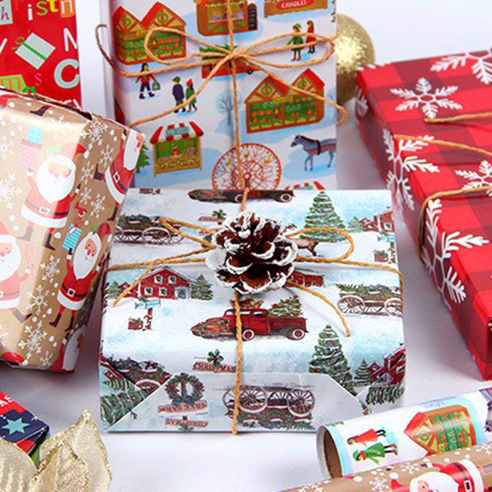 Christmas Simple Classic Elements Gift Wrapping Paper - Temu