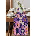 thumbnail image 4 of Purple Spring Floral Table Runner Cotton Linen 48 Inch Holiday Dresser Scarves, Flowers Summer Botanical Abstract Art Tablerunner for Kitchen Coffee Dining Bedroom Dinner Scarf Décor 13''x48'', 4 of 9