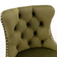 thumbnail image 5 of PORKISS Swivel Velvet Bar Stools, Chrome Base Barstools Set of 2 with Tufted Backs, Modern Upholstered Adjustable Seat for Home Pub and Kitchen Island, Olive Green, 5 of 11