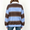 thumbnail image 3 of Women Oversized Striped Polos Sweatshirt Color Block Lapel Collared Pullover Tops Striped Long Sleeve Rugby Casual Loose Shirts, 3 of 10