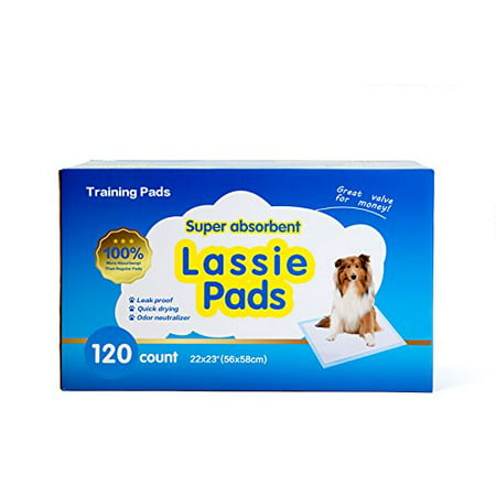 Value Pack 120 Count Dog Training Lassie Pads/Mats, Potty Train Your Dog or Puppy With These Super Absorbent Housebreaking Pee Pads 22 x 23 (The Best Way To Potty Train Your Puppy)