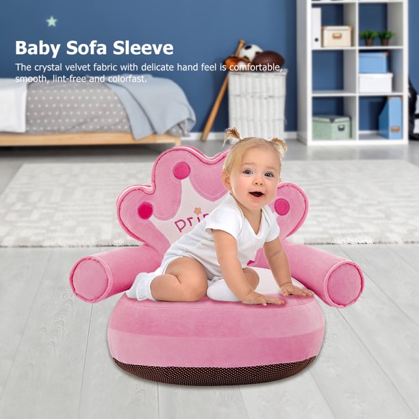 Funda de sofá Crown para bebé, funda de asiento de felpa para aprender a sentarse sin relleno (rosa) Tmvgtek Para estrenar