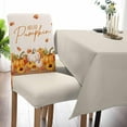 thumbnail image 5 of Dining Room Chair Covers, Thanksgiving Hello Pumpkin Maple Leaf Sunflower Autumn Wood Grain Vintage Stretch Parsons Chair Slipcovers Removable Kitchen Chair Protector Cover for Dining Room， Set of 4, 5 of 6
