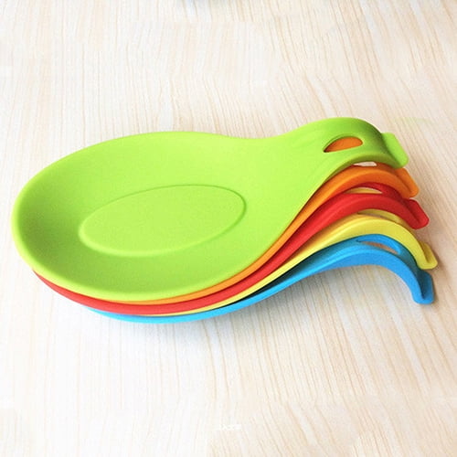 3 Kitchen Silicone Spoon Rest Flexible Almond-Shaped Utensil Rest Ladle  Holder 