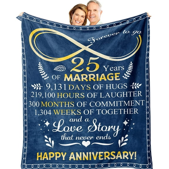 LHSHID 25th Wedding Anniversary Blanket Gifts for Couple 25th Silver Anniversary Wedding Gifts 25th Year Anniversary 25th Anniversary Throw Blanket Gifts Ideas for Wife Husband Him Her 30x40in