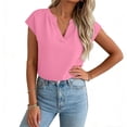 thumbnail image 4 of hlysgo Women's Cap Sleeve Tops V Neck Dressy Casual Blouses Summer Work Business Shirts Pink,M, 4 of 6