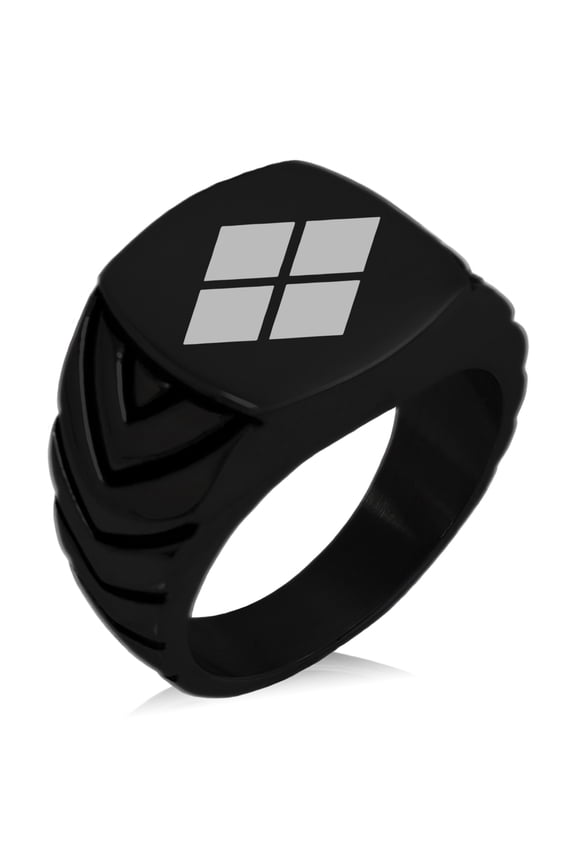 Stainless Steel Takeda Samurai Crest Chevron Pattern Biker Style Polished Ring