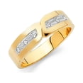 thumbnail image 2 of 14k Yelow Gold Round CZ Wedding Band Ring Trio Set Bride & Groom, 2 of 2