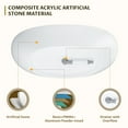 thumbnail image 4 of 65" Solid Surface Freestanding Bathtub, Contemporary Oval Shape Soaking Tub, Stone Resin Stand Alone Bathtub With Pop-Up Drain and Overflow, Cupc Certified,Matte White, 4 of 8