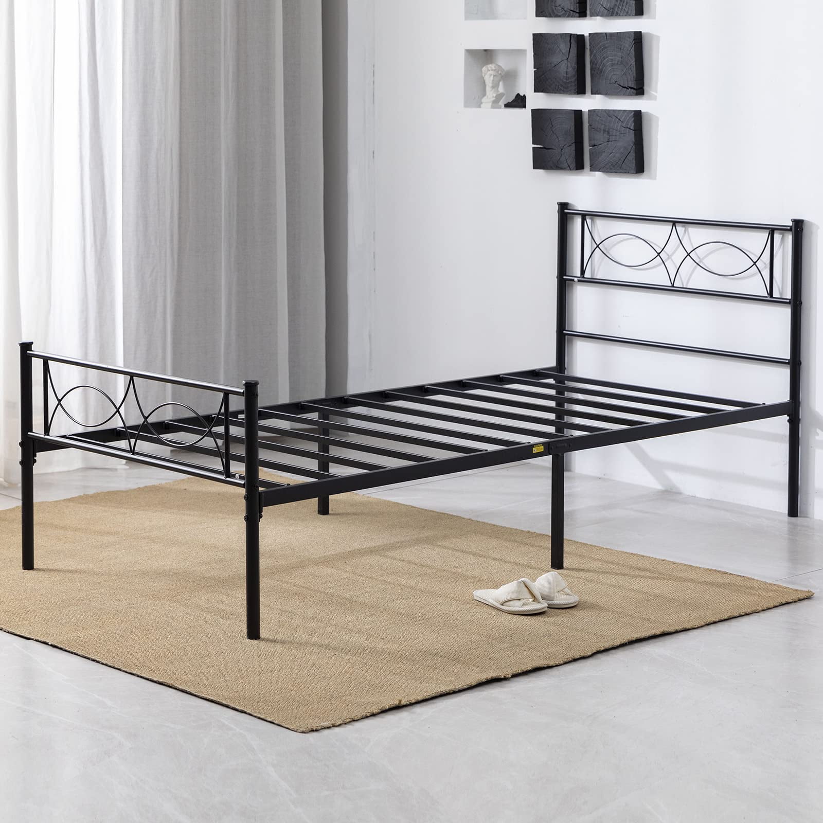 OCYCLONE Twin XL Bed Frame with Headboard, Heavy Duty Metal Bed Frame