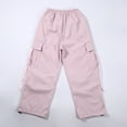 thumbnail image 5 of WhouRiu Toddler Girls Pants Baggy High Drawstring Waist Wide Leg Cargo Sweatpants Kids Girls Solid Color Streetwear Trousers Pink,Sizes 13-14, 5 of 8