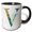 Black/White, variant on 3drose, Turquoise and Image of Gold Leafy Monogram Initial V, 11oz Mug
