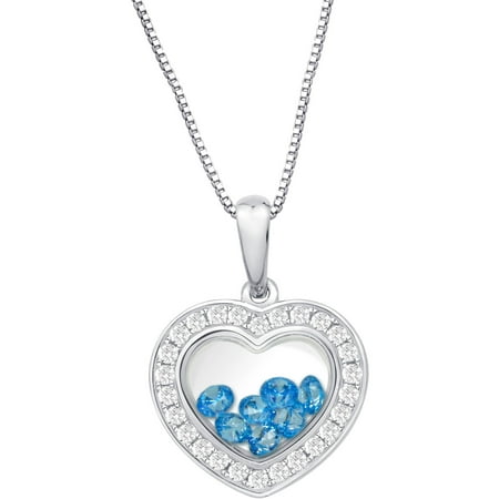 Chetan Collection Floating Blue CZ Sterling Silver Designer Heart-Shape Pendant