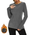 thumbnail image 5 of FAIWAD Thermal Underwear for Women Fleece Lined Crew Neck Long Sleeve Tops Lightweight Layering Undershirts, 5 of 9