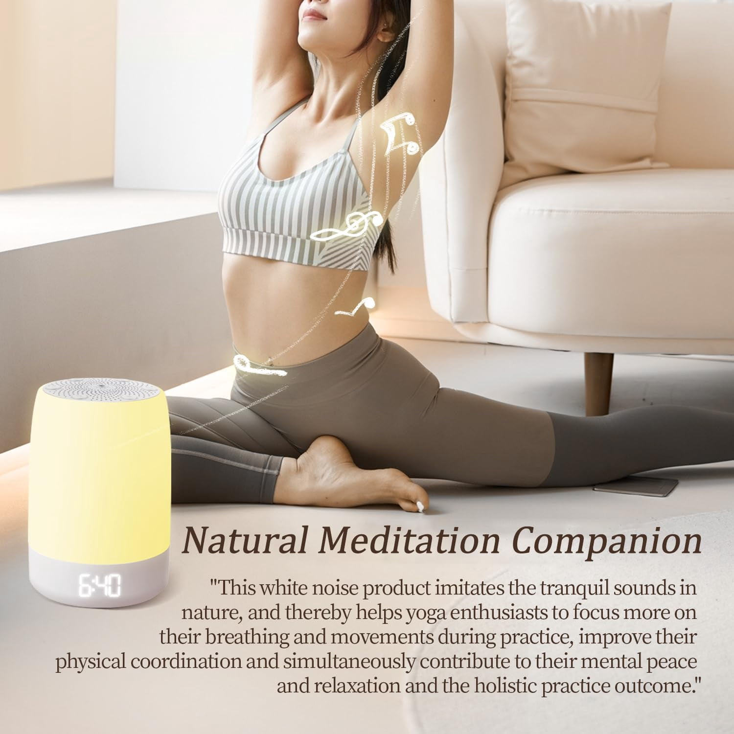 White Noise Sound Machine with Night Light, 32 Soothing Sounds, Sunrise Alarm, Rechargeable, App Control for Home, Office, Travel