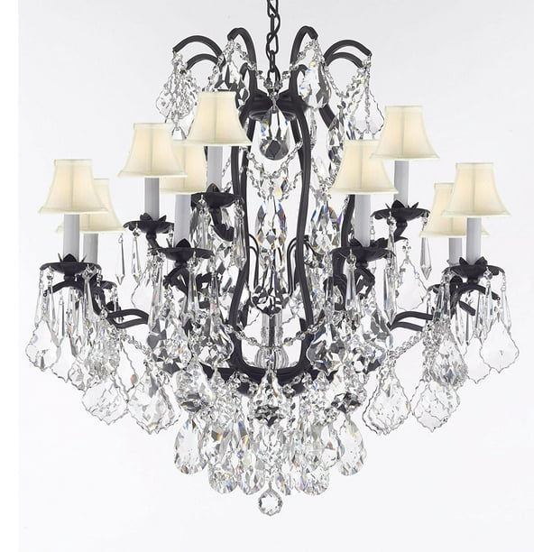 Gallery T22 2560 Versailles 12 Light 28 Wide Crystal Chandelier Black Com Gallery T22 2560 Versailles 12 Light 28, Versailles Wrought Iron And Crystal Chandeliers