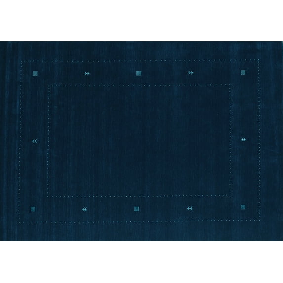 Ahgly Company Indoor Rectangle Abstract Light Blue Contemporary Area Rugs, 4' x 6'